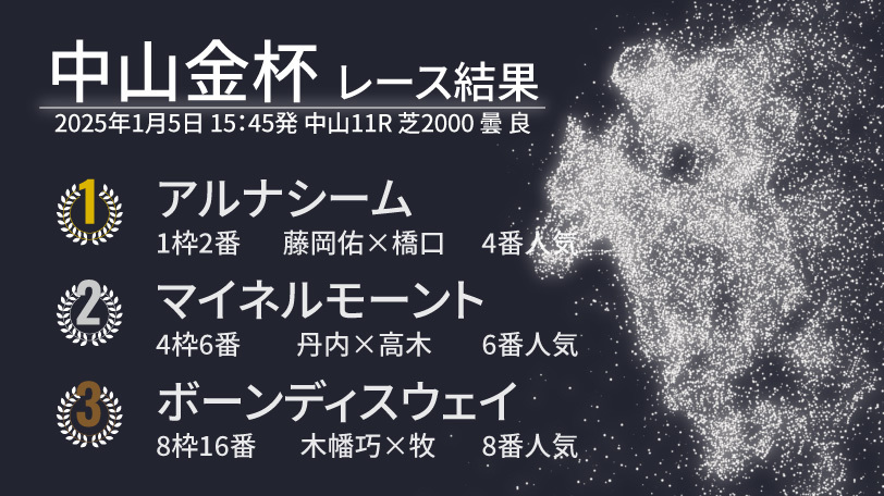 【中山金杯結果速報】アルナシームが鮮やかに差し切る　久々の2000m戦で重賞2勝目をあげる