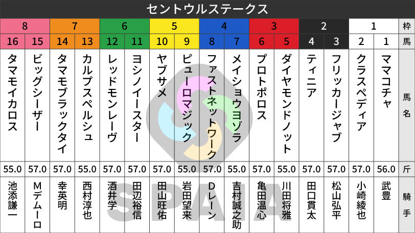 【セントウルS枠順】北九州記念を制したフリッカージャブは2枠3番 重賞2勝の3歳ダイヤモンドノットは3枠5番