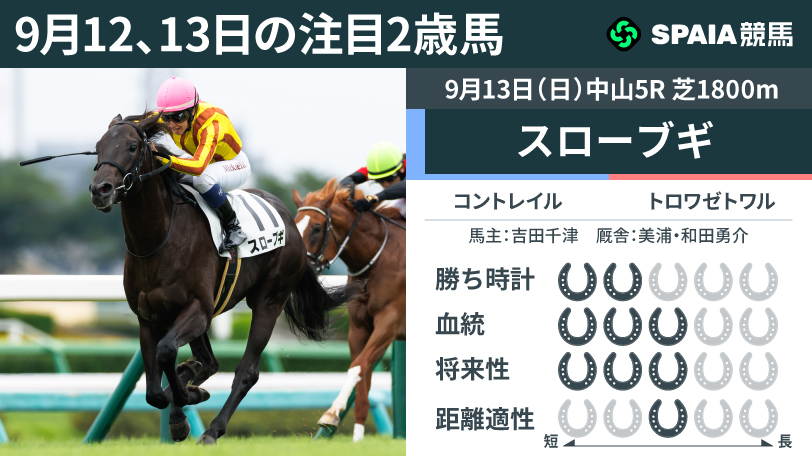 【注目2歳馬】コントレイル産駒スローブギ ミシェル騎手を背に3番手追走から抜け出す
