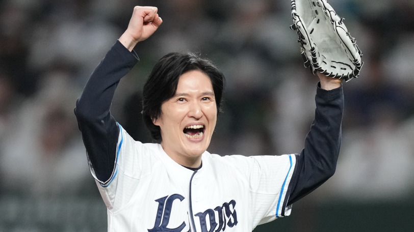 始球式に登板した清塚信也さん,ⒸSEIBU Lions