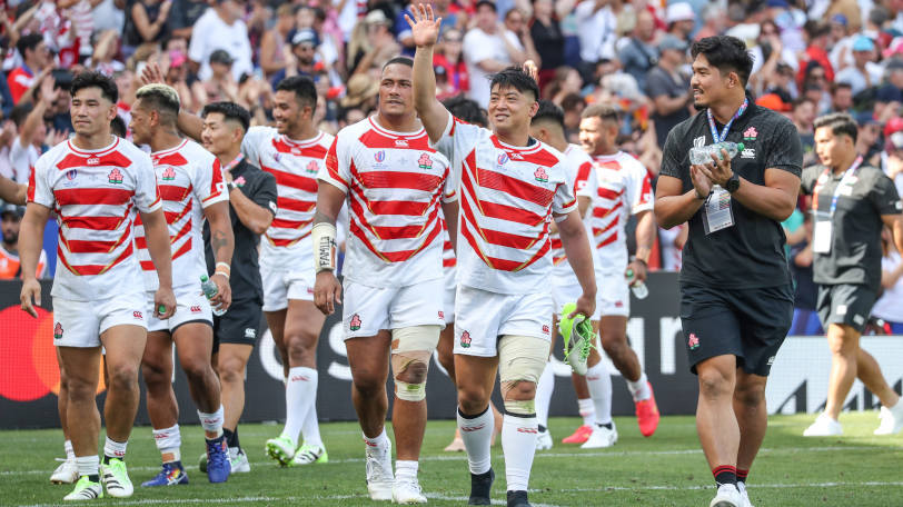 チリ戦に勝利した日本代表の選手達,ⒸJRFU