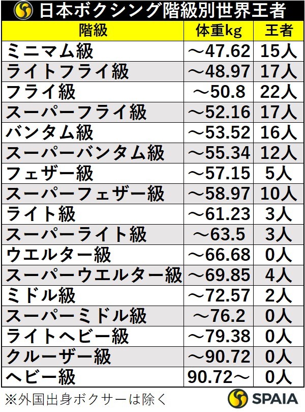 ボクシング階級別世界王者