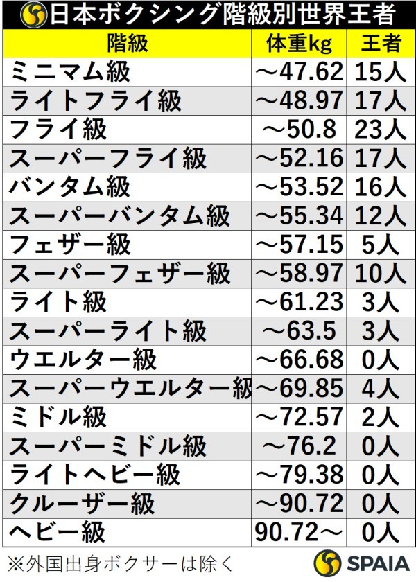 ボクシング階級別世界王者