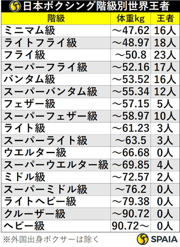 ボクシング階級別世界王者