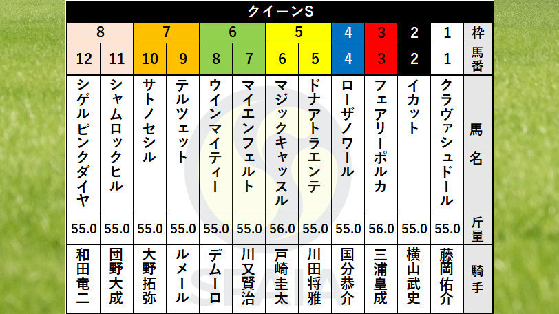 【クイーンS枠順】戸崎圭太騎手騎乗のマジックキャッスルは5枠6番、ドナアトラエンテは5枠5番