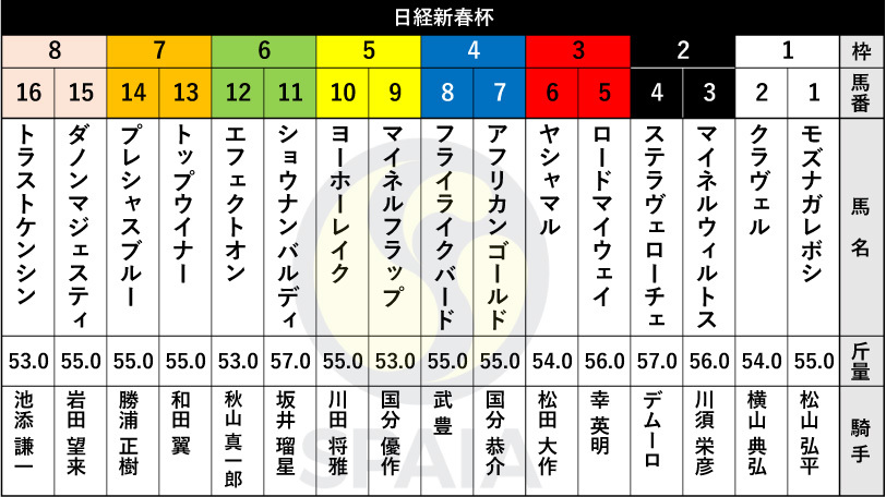 【日経新春杯枠順】トップハンデのステラヴェローチェは2枠4番、ヨーホーレイクは5枠10番