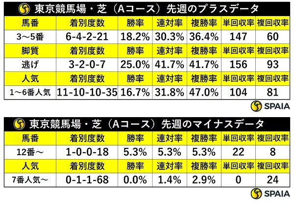 先週の東京芝の傾向,ⒸSPAIA