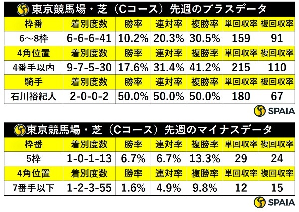 先週の東京芝の傾向,ⒸSPAIA