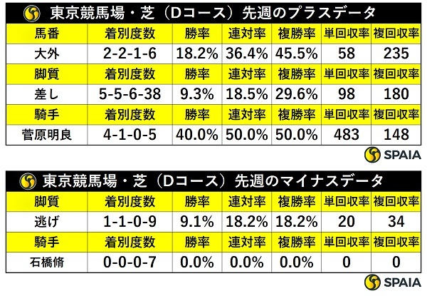 先週の東京芝の傾向,ⒸSPAIA