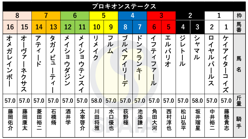 【プロキオンS枠順】カペラS勝ちのリメイクは5枠10番、かしわ記念2着のタガノビューティーは7枠13番