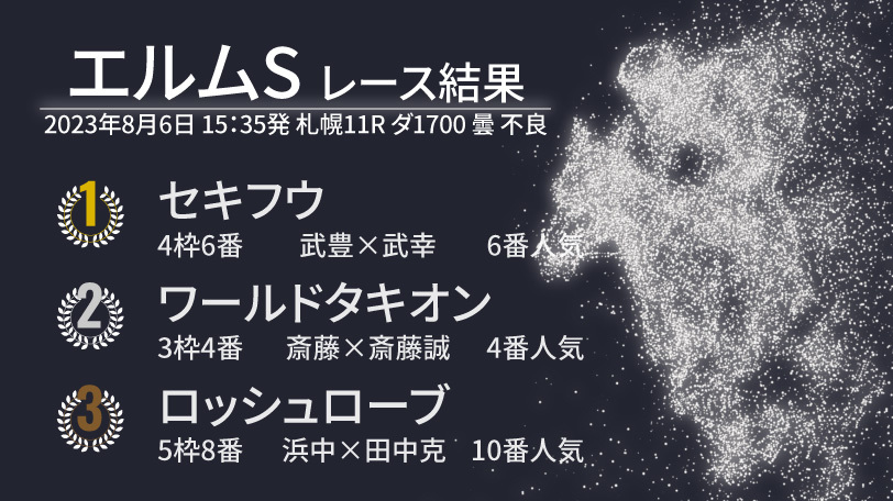 【エルムS結果速報】セキフウが大外一気で差し切りV！　2着はワールドタキオン