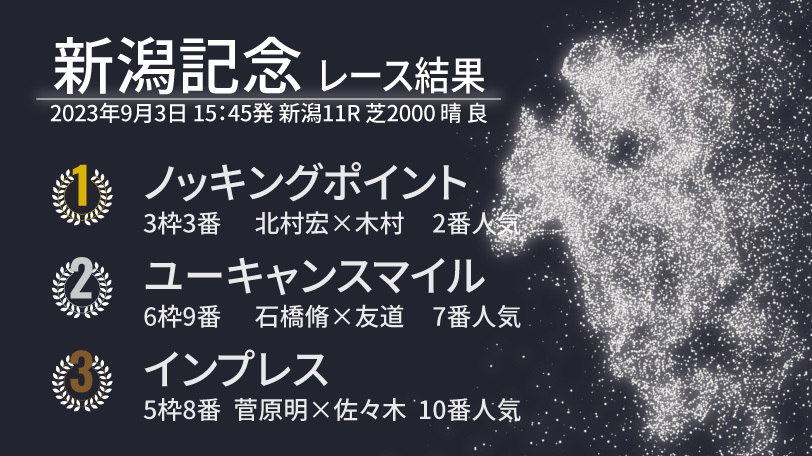 【新潟記念結果速報】ノッキングポイントが重賞初制覇！　2着は8歳馬ユーキャンスマイル