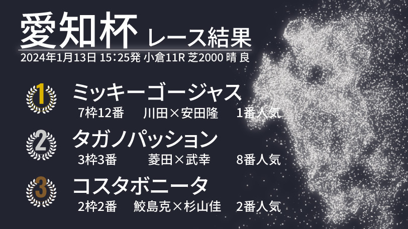 【愛知杯結果速報】ミッキーゴージャスが3連勝で重賞初V！2着にタガノパッション、2番人気のコスタボニータ3着