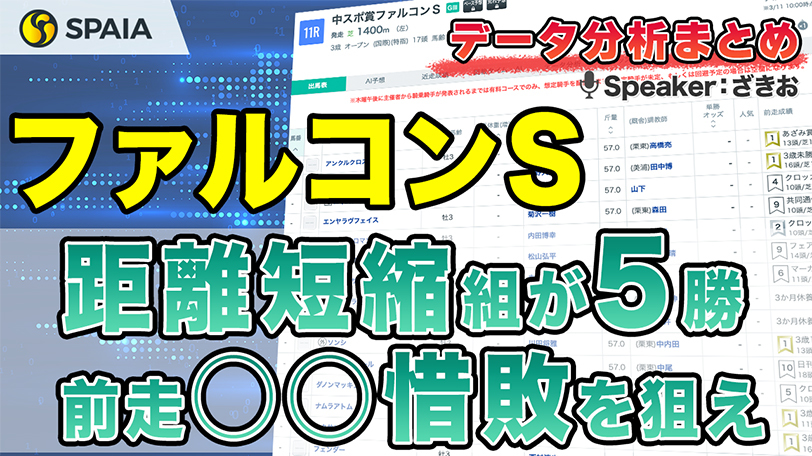 【ファルコンSデータ分析】キーワードは「内」「前」「短縮」！　前走距離別成績などデータで徹底分析【動画あり】