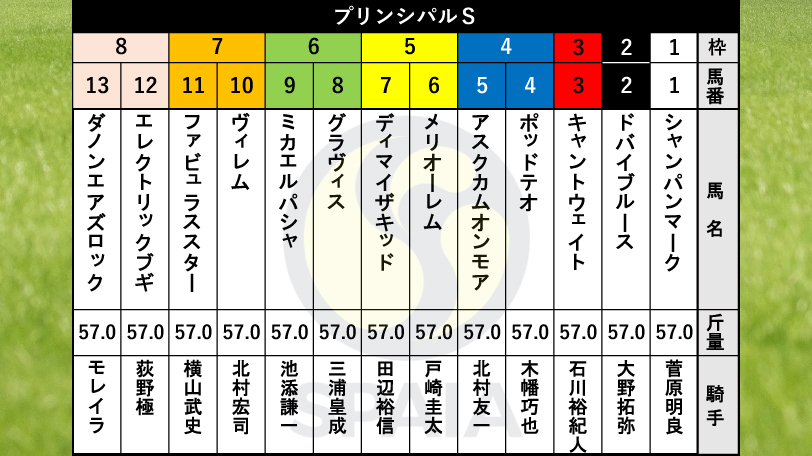 【プリンシパルS枠順】シャンパンマーク、ドバイブルースが複勝率30%超の1～2枠をゲット　7～8枠は過信禁物【AI記事】