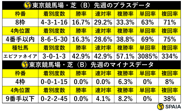 先週の東京芝の傾向,ⒸSPAIA