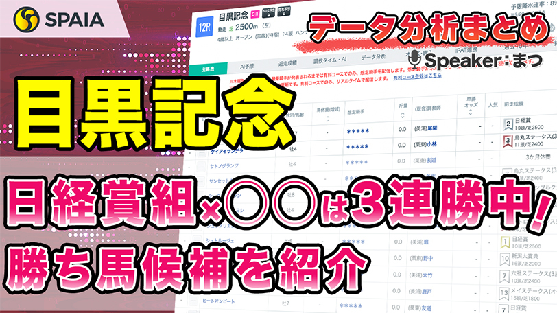 【目黒記念データ分析】勝ち馬は日経賞組から　斤量別成績などデータで徹底分析【動画あり】