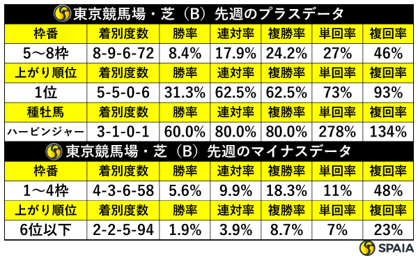 先週の東京芝の傾向,ⒸSPAIA