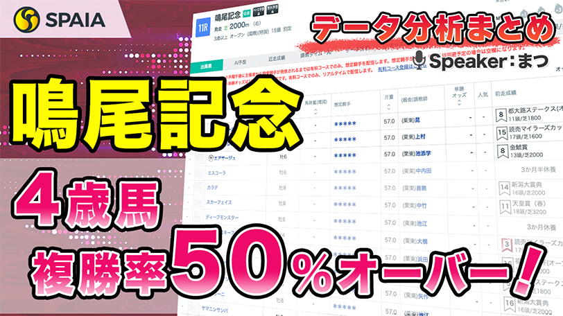 【鳴尾記念2024 データ分析】京都芝2000mデータから解説！　年齢別成績などデータで徹底分析【動画あり】