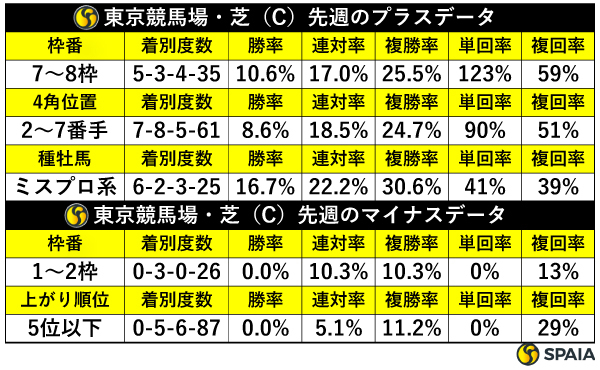 先週の東京芝の傾向,ⒸSPAIA