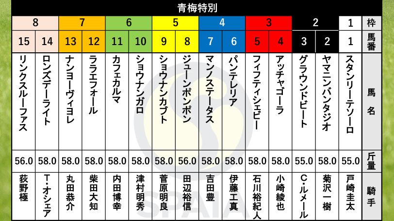 【青梅特別枠順】ヤマニンバンタジオ、グラウンドビートが好枠をゲット　内外の枠に注目【AI記事】