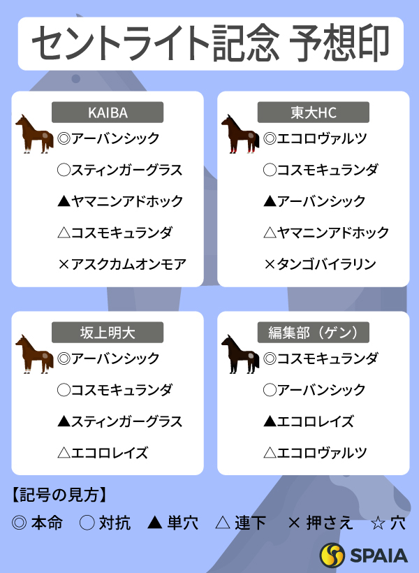 2024年セントライト記念のSPAIA予想まとめ,ⒸSPAIA