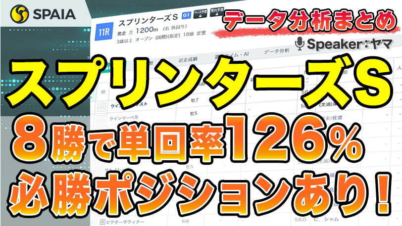 【スプリンターズSデータ分析】8勝＆単回率126%の前走4角位置を発見　馬番・枠番別成績などデータで徹底分析【動画あり】