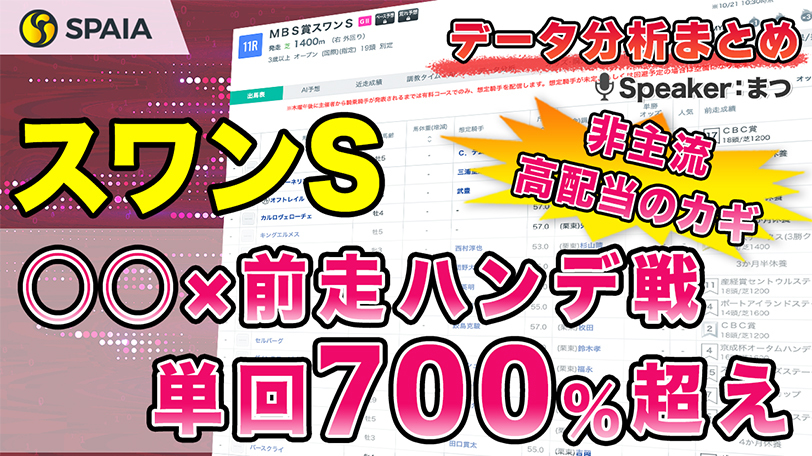 【スワンステークス2024 データ分析】単回収率700%データに合致の穴馬発見　枠別成績などデータで徹底分析【動画あり】