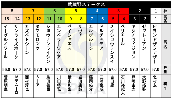 2024年武蔵野Sの出馬表,ⒸSPAIA