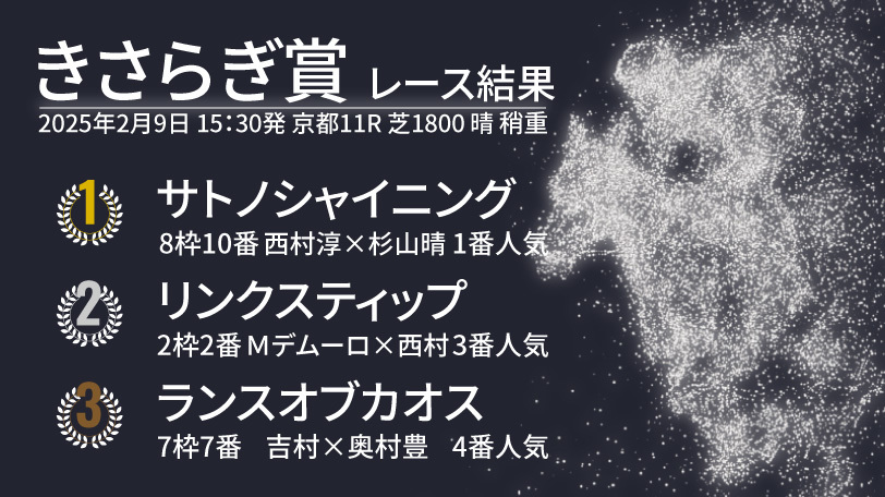 【きさらぎ賞結果速報】サトノシャイニングが大外から差し切り　2着はリンクスティップ