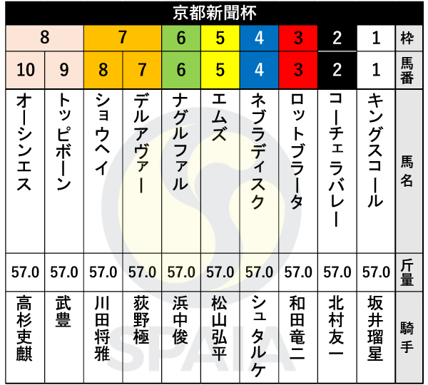 2025年京都新聞杯の出馬表,ⒸSPAIA