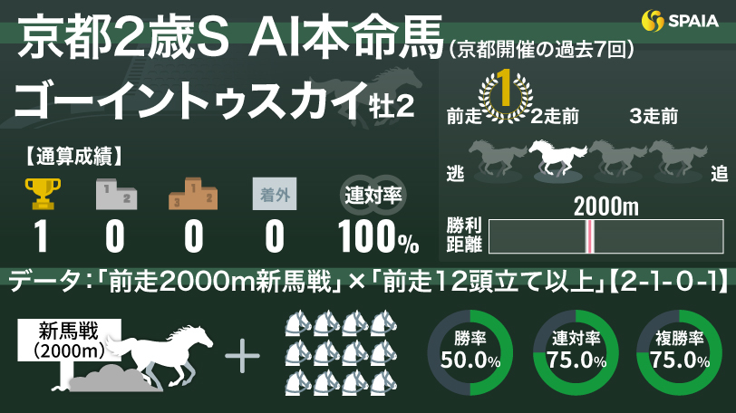 【京都2歳S】AIの本命はゴーイントゥスカイ　キャリアの浅さは経験値でカバー、複勝率75%データに唯一該当