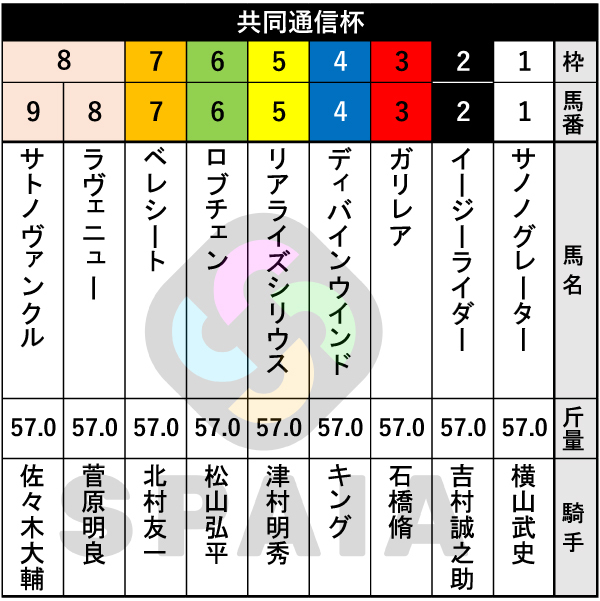 2026年共同通信杯の出馬表,ⒸSPAIA