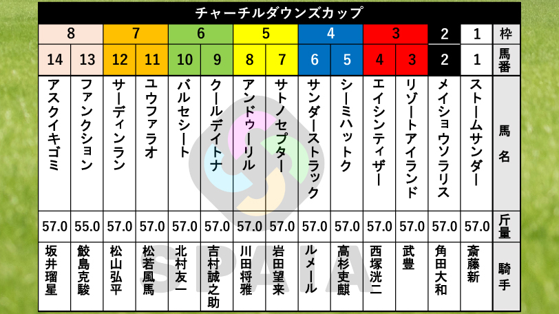 2026年チャーチルダウンズCの枠順,ⒸSPAIA