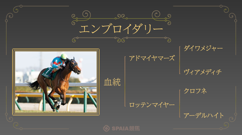 ヴィクトリアマイルの血統注目馬エンブロイダリー,ⒸSPAIA
