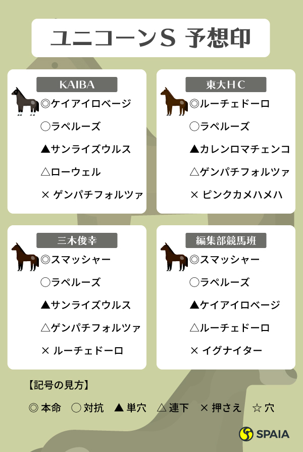 ユニコーンs予想まとめ 総合的にはラペルーズが高評価も対抗まで Spaia予想陣の本命馬は Spaia Goo ニュース