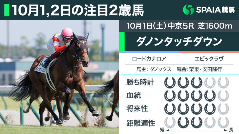 注目2歳馬、ダノンタッチダウン,ⒸSPAIA（写真撮影：三木俊幸）