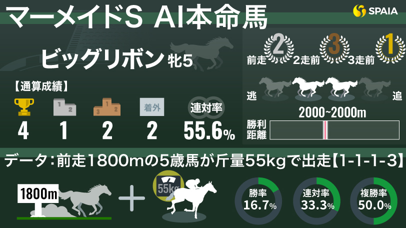 【マーメイドS】複勝率50%の好データに該当　AIの本命は重賞初制覇を狙うビッグリボン