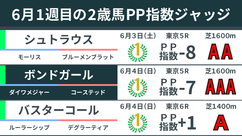 6月1週目の2歳馬ジャッジ,ⒸSPAIA