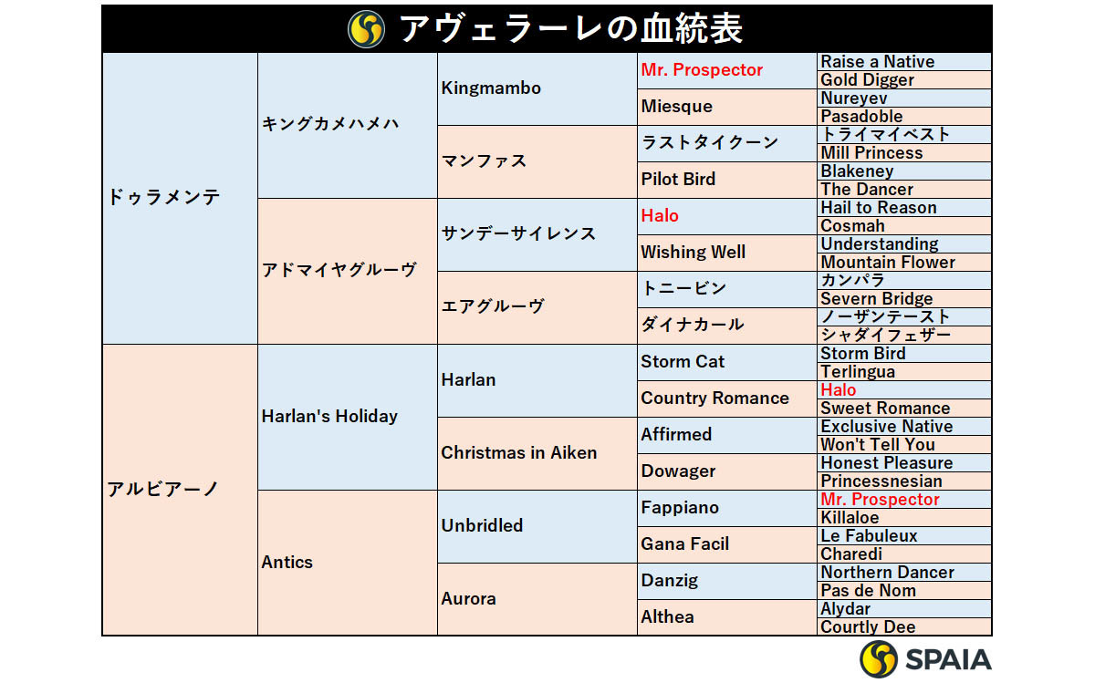 アヴェラーレの血統表,ⒸSPAIA