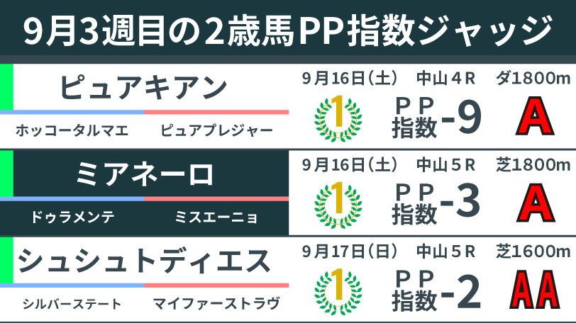 9月3週目の2歳馬ジャッジ,ⒸSPAIA