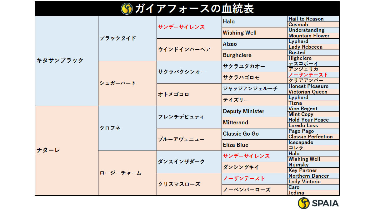 ガイアフォースの血統表,ⒸSPAIA