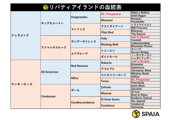 リバティアイランドの血統表,ⒸSPAIA