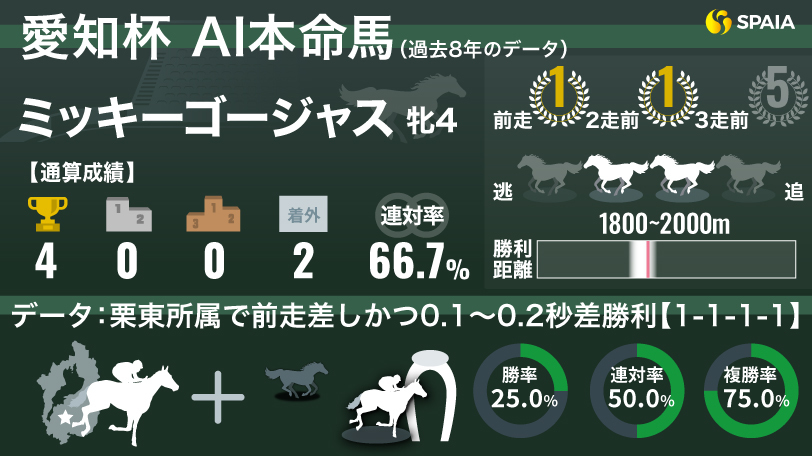 【愛知杯】単回収率300%超の好データに合致　AIの本命はミッキーゴージャス