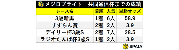 メジロブライト　共同通信杯までの成績,ⒸSPAIA