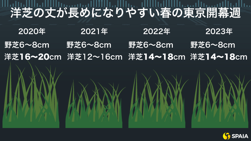 芝丈が長い傾向にある春の東京開幕週,ⒸSPAIA