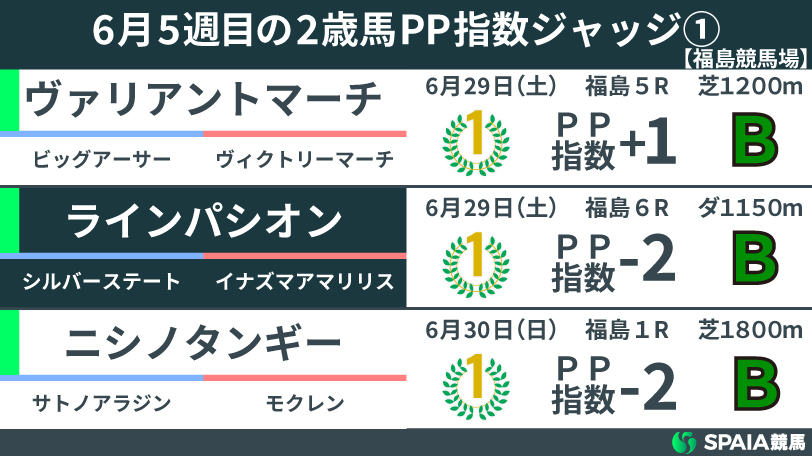 6月5週目の2歳馬ジャッジ,ⒸSPAIA