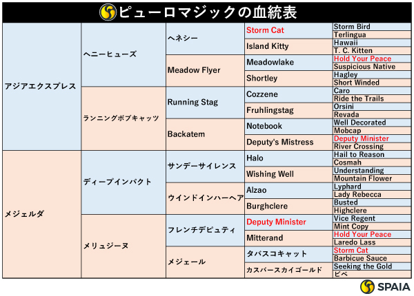 ピューロマジックの血統表,ⒸSPAIA