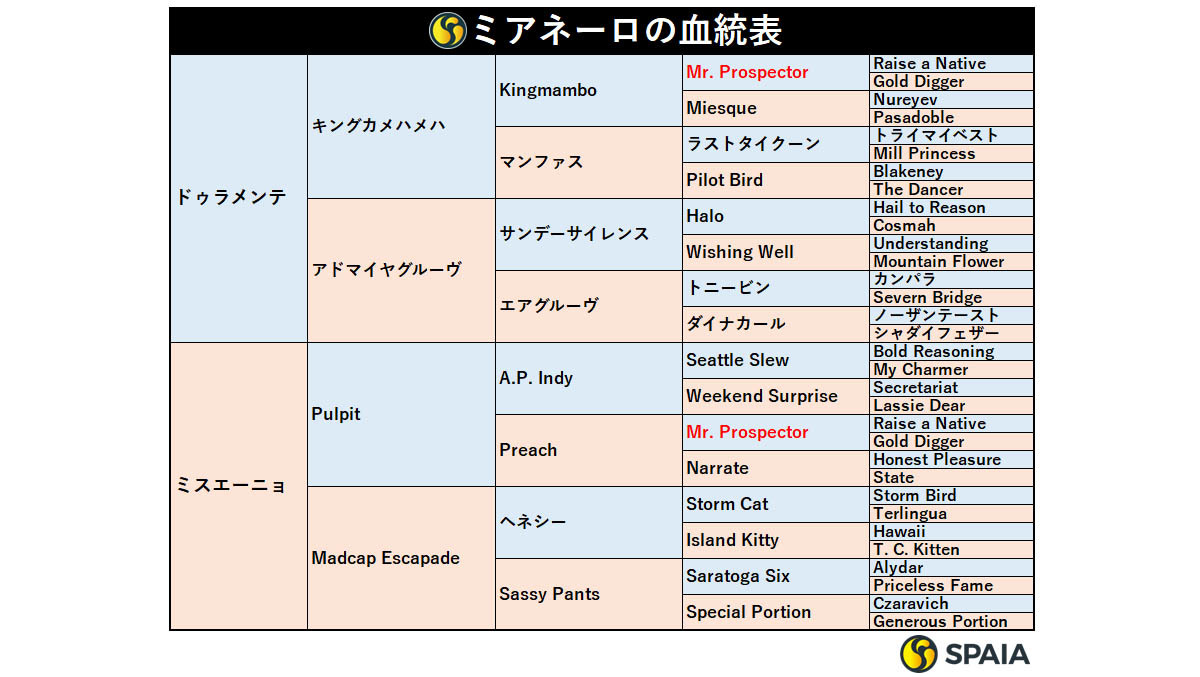 ミアネーロの血統表,ⒸSPAIA