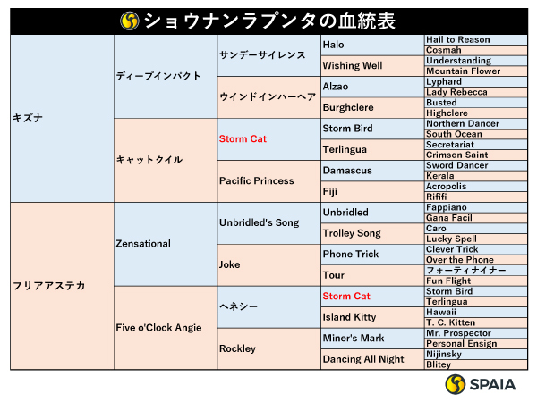 ショウナンラプンタの血統表,ⒸSPAIA